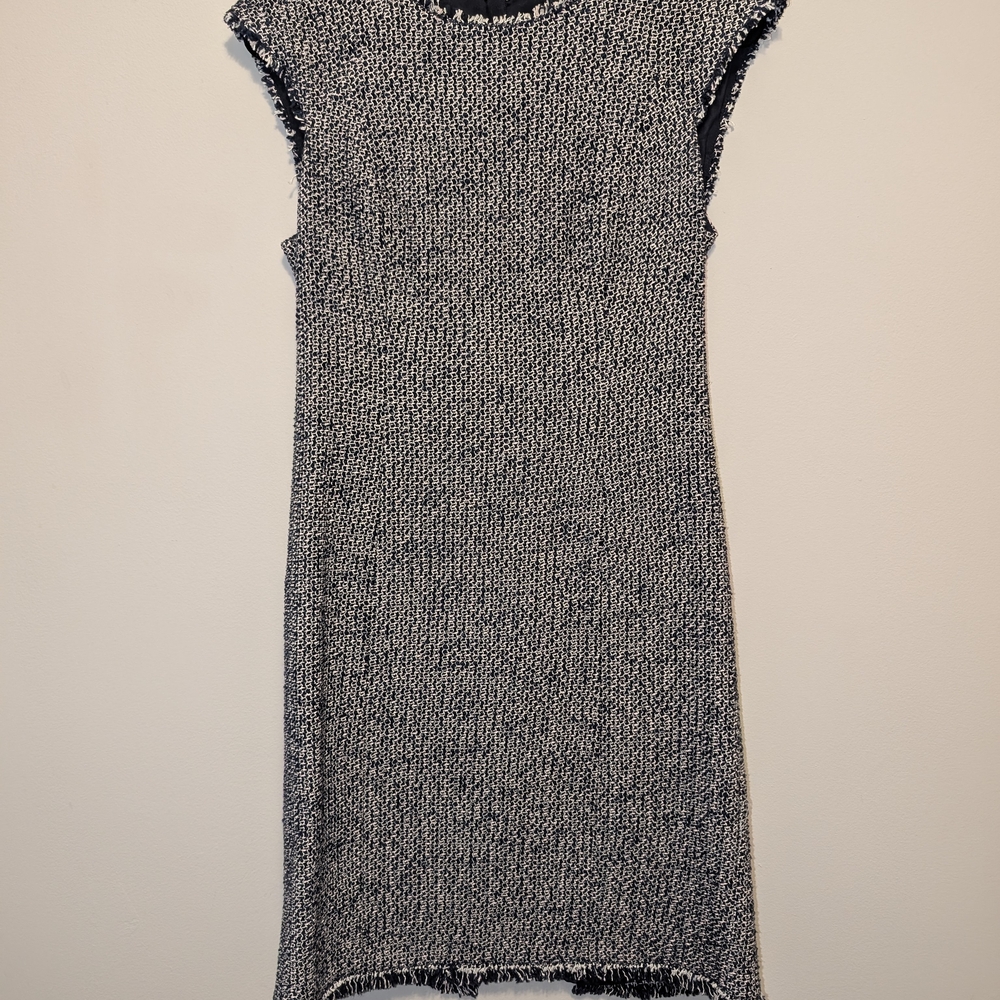 Rebecca Taylor Black and White Textured Midi Dress